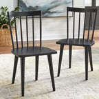 Ensemble de salle à manger extensible 7 pièces Lifestorey Edmonton Farmhouse avec chaises en bois massif noir mat