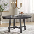 Ensemble de salle à manger extensible 7 pièces Lifestorey Edmonton Farmhouse avec chaises en bois massif noir mat