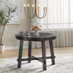 Ensemble de salle à manger extensible 7 pièces Lifestorey Edmonton Farmhouse avec chaises en bois massif noir mat