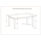 Table de salle à manger rectangulaire Saige WyndenHall, placage noyer : style contemporain, 6 places, non extensible