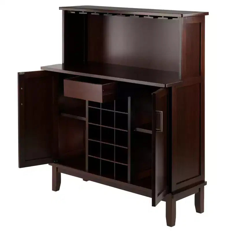 Beynac Bar à vin Cappuccino - Winsome : Armoire de rangement, Porte-verres, Vaisselier