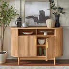 Lifestorey Kendrick Buffet Ovale à 2 Tiroirs Cannelés Chêne Clair