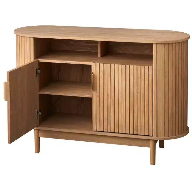 Lifestorey Kendrick Buffet Ovale à 2 Tiroirs Cannelés Chêne Clair