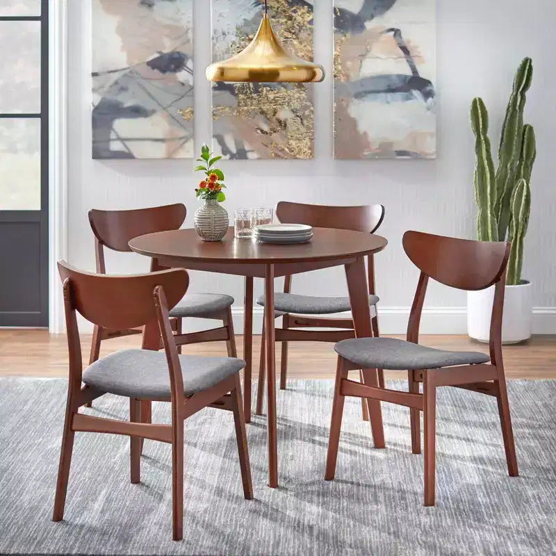 Table à manger ronde Buylateral Tania Mid-Century Modern 35,5 po Noyer
