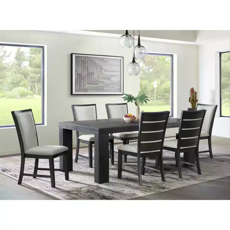 Table de salle à manger extensible Jasper noire - Picket House Furnishings : Style moderne, rallonge amovible, 4 places