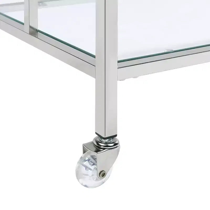 Chariot de bar Harper Chrome - Picket House Furnishings : Glamour moderne, étagères en verre trempé, à roulettes