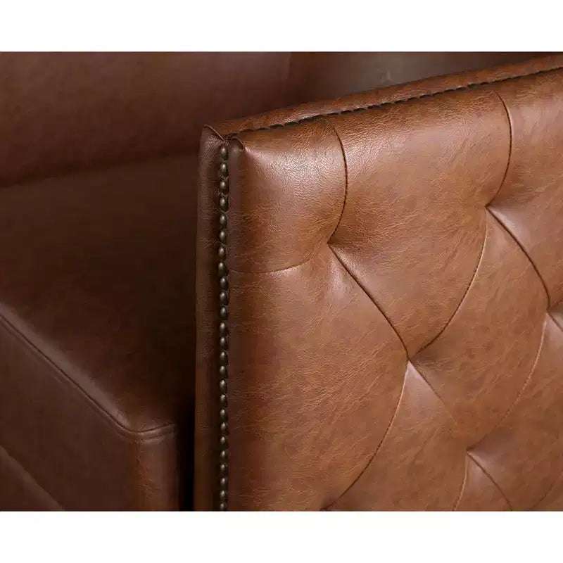 Fauteuil pivotant à dossier touffeté Milton - Madison Park : rembourré, aucun assemblage, finition bronze plaqué