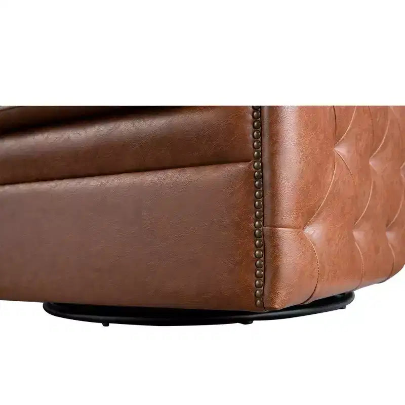 Fauteuil pivotant à dossier touffeté Milton - Madison Park : rembourré, aucun assemblage, finition bronze plaqué