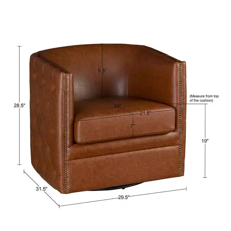 Fauteuil pivotant à dossier touffeté Milton - Madison Park : rembourré, aucun assemblage, finition bronze plaqué