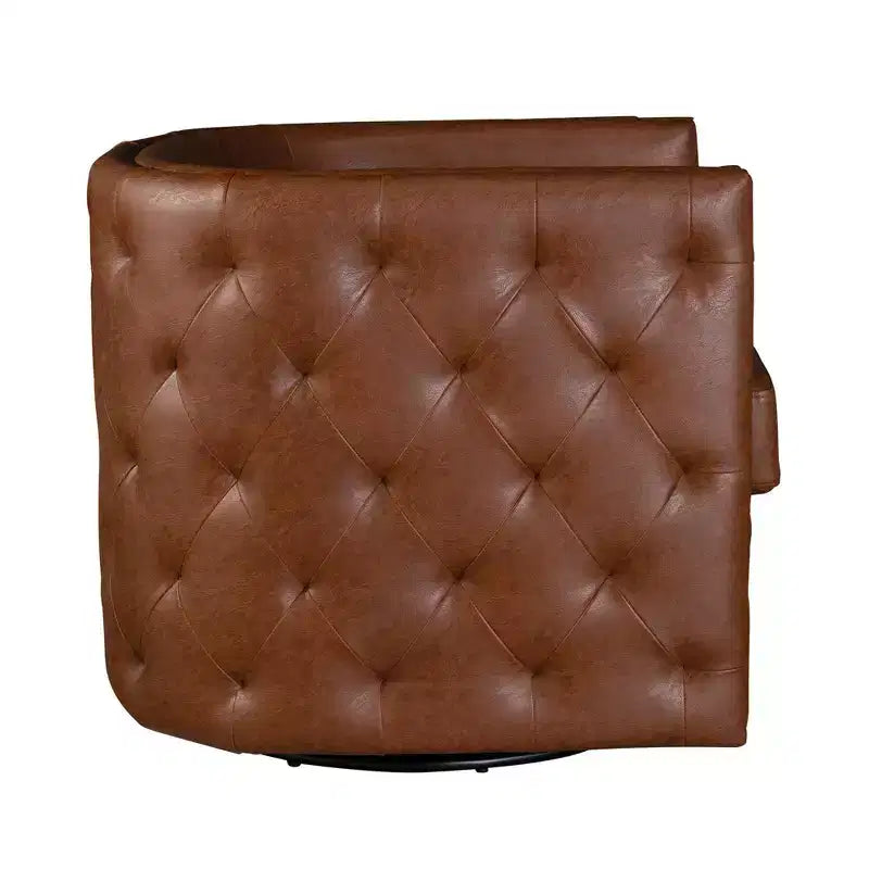Fauteuil pivotant à dossier touffeté Milton - Madison Park : rembourré, aucun assemblage, finition bronze plaqué