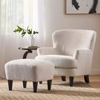 Christopher Knight Home Hartshorn Boucle Upholstered Club Chair and Ottoman Set Almond/Matte Black