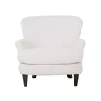 Christopher Knight Home Hartshorn Ensemble fauteuil club et pouf rembourrés en tissu bouclé Amande/Noir mat