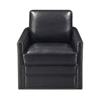 Fauteuil d'appoint Rocha 76 cm Cuir Aire Noir : Pivotant, Coussins amovibles, Similicuir, Cadre en bois, Style contemporain