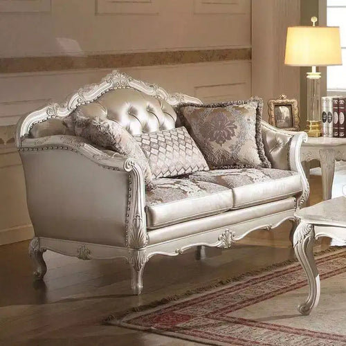 Canapé Chantelle Acme Furniture Cuir synthétique rose doré/Blanc perle