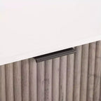 Table de Chevet Manhattan Comfort Dumbo à 1 Tiroir Blanc/Gris Rustique : Cadre Contemporain en MDF, Étagère Ouverte, Finition Texturée