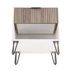 Table de Chevet Manhattan Comfort Dumbo à 1 Tiroir Blanc/Gris Rustique : Cadre Contemporain en MDF, Étagère Ouverte, Finition Texturée