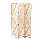 bali & pari Firenze Rattan Room Divider Natural Brown: Handcrafted, Trifold, Bohemian Design, No Assembly Required