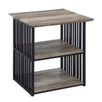 Table de Chevet Zudora 22 po Finition Chêne Antiqué et Noir - Acme Furniture : Cadre Métallique, Étagère Ouverte, Aucun Assemblage Requis