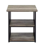 Table de Chevet Zudora 22 po Finition Chêne Antiqué et Noir - Acme Furniture : Cadre Métallique, Étagère Ouverte, Aucun Assemblage Requis
