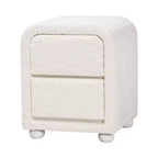 Baxton Studio Bonilla Teddy Bear Fabric & Rubberwood 2 Drawer Nightstand White: Modern, Metal Glides, Smooth Finish
