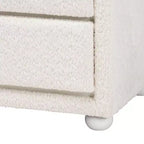 Baxton Studio Bonilla Table de chevet à 2 tiroirs en tissu "Teddy Bear" et bois d'hévéa blanc : Moderne, glissières métalliques, finition lisse