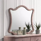 Acme Furniture Miroir de commode Salonia en velours rose
