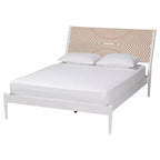 Ensemble de chambre à coucher 3 pièces Baxton Studio Queen Louetta sculpté contrastant blanc/marron naturel