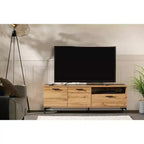 Meuble TV Musano de South Shore pour téléviseurs jusqu'à 60" avec portes et tiroir Chêne Nordik : Style urbain, gestion des câbles, espace de rangement