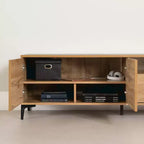 Meuble TV Musano de South Shore pour téléviseurs jusqu'à 60" avec portes et tiroir Chêne Nordik : Style urbain, gestion des câbles, espace de rangement