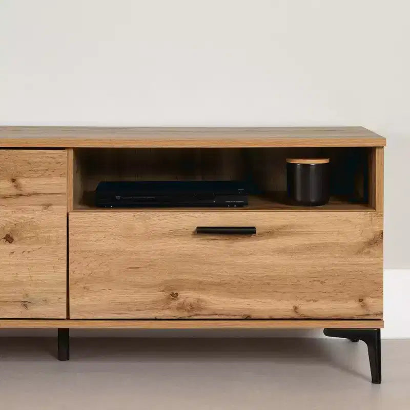 Meuble TV Musano de South Shore pour téléviseurs jusqu'à 60" avec portes et tiroir Chêne Nordik : Style urbain, gestion des câbles, espace de rangement