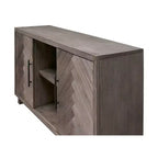 Meuble TV console Palisade pour téléviseurs jusqu'à 60 po gris - Martin Furniture : motif à chevrons, quincaillerie en fer