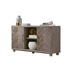 Meuble TV console Palisade pour téléviseurs jusqu'à 60 po gris - Martin Furniture : motif à chevrons, quincaillerie en fer
