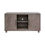 Meuble TV console Palisade pour téléviseurs jusqu'à 60 po gris - Martin Furniture : motif à chevrons, quincaillerie en fer