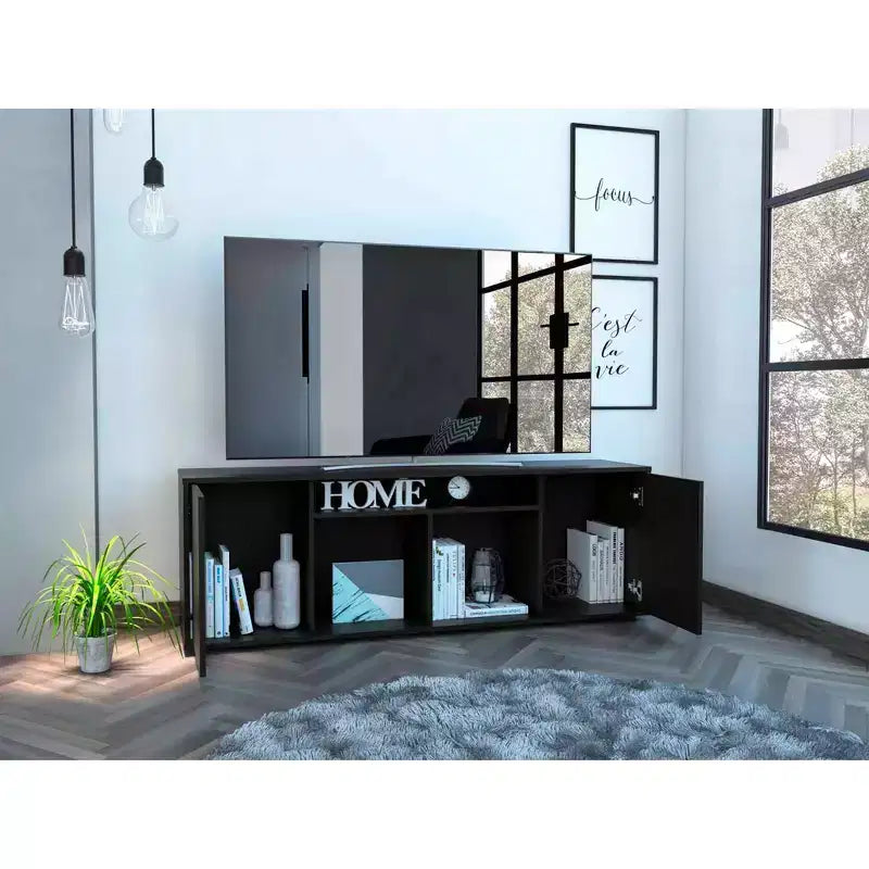 Meuble TV Bozeman pour téléviseurs jusqu'à 60 po Noir - Boahaus