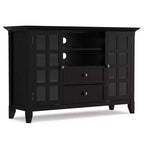 Normandy Solid Wood Wide Rustic TV Stand for TVs up to 53" Black - WyndenHall: Media Storage, Adjustable Shelves