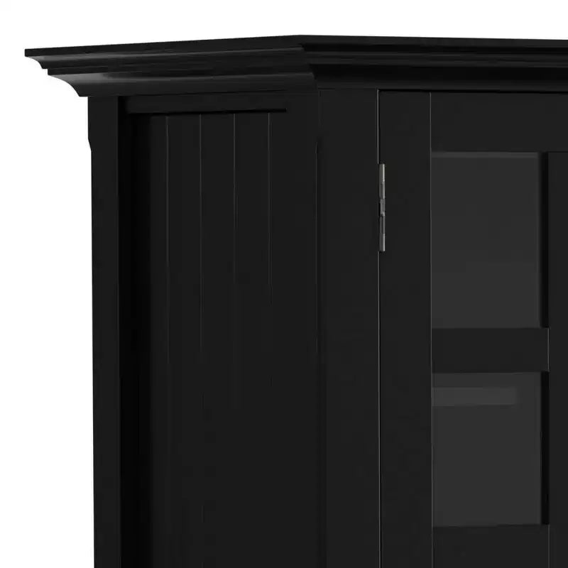 Meuble TV Rustique Large en Bois Massif Normandie pour TV jusqu'à 53" Noir - WyndenHall : Rangement Multimédia, Étagères Réglables