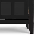 Meuble TV Rustique Large en Bois Massif Normandie pour TV jusqu'à 53" Noir - WyndenHall : Rangement Multimédia, Étagères Réglables