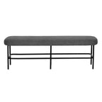 Banc rembourré en tissu moderne Storied Home gris anthracite/noir