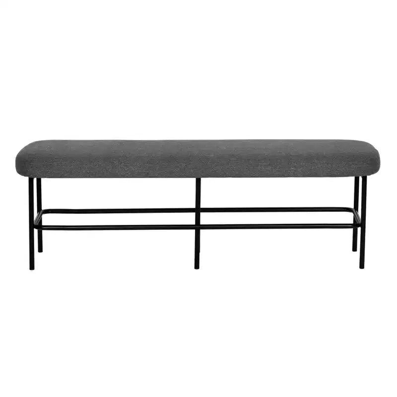 Banc rembourré en tissu moderne Storied Home gris anthracite/noir
