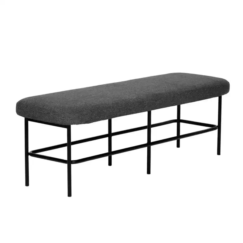 Banc rembourré en tissu moderne Storied Home gris anthracite/noir