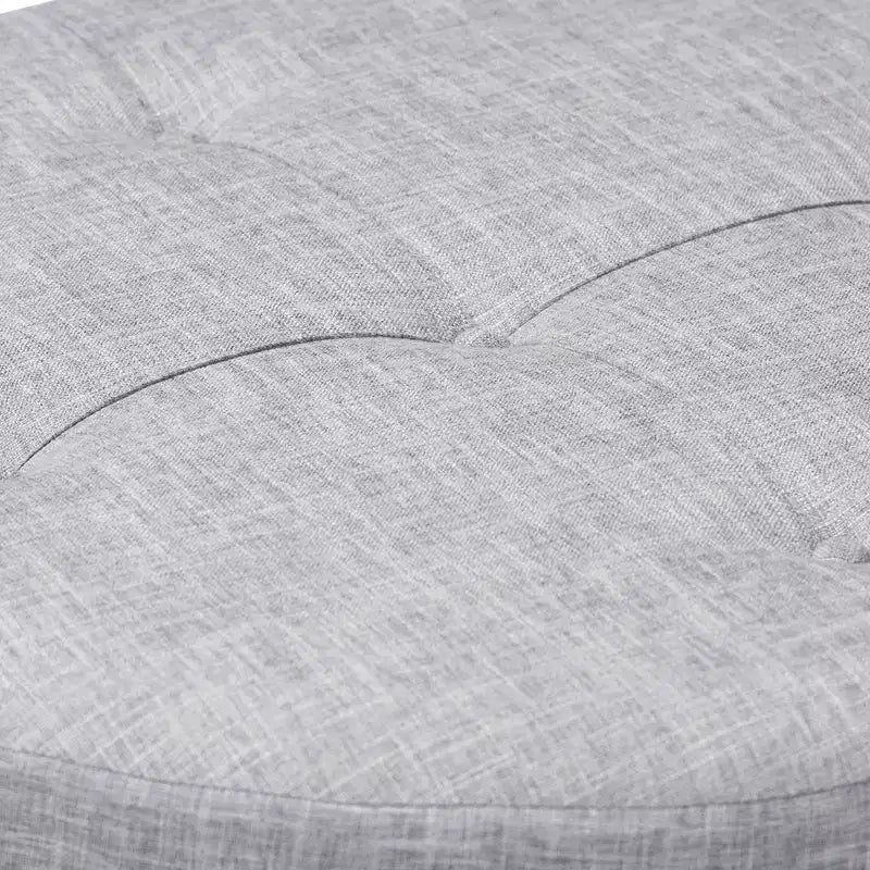Baxton Studio Vinet Pouf Rond de Cocktail en Bois Naturel Gris : Table Basse Ronde Rembourrée Moderne, Capacité de 113 kg