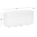 Linon Ottoman oblong Delcy 41,2 cm en fausse peau de mouton : Accent douillet de style Mid-Century, pieds en bois