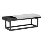 Banc moderne Powell Lemire avec plateau et revêtement, noir/gris : Rectangulaire, Polyester, Nettoyage des taches, Capacité de 136 kg
