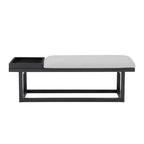 Banc moderne Powell Lemire avec plateau et revêtement, noir/gris : Rectangulaire, Polyester, Nettoyage des taches, Capacité de 136 kg