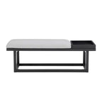 Banc moderne Powell Lemire avec plateau et revêtement, noir/gris : Rectangulaire, Polyester, Nettoyage des taches, Capacité de 136 kg