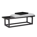 Banc moderne Powell Lemire avec plateau et revêtement, noir/gris : Rectangulaire, Polyester, Nettoyage des taches, Capacité de 136 kg