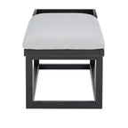Banc moderne Powell Lemire avec plateau et revêtement, noir/gris : Rectangulaire, Polyester, Nettoyage des taches, Capacité de 136 kg
