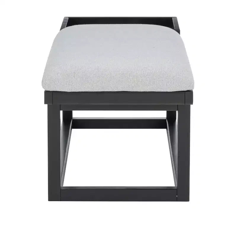 Banc moderne Powell Lemire avec plateau et revêtement, noir/gris : Rectangulaire, Polyester, Nettoyage des taches, Capacité de 136 kg