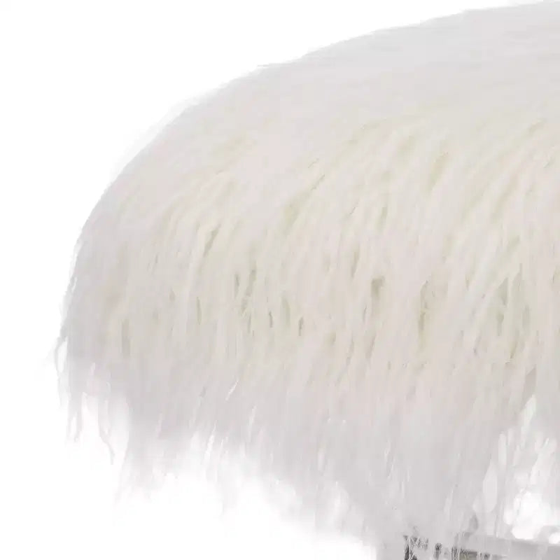 Banc rembourré en fausse fourrure de 26 po avec pied en X acrylique Blanc - Glitzhome