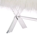Banc rembourré en fausse fourrure de 26 po avec pied en X acrylique Blanc - Glitzhome